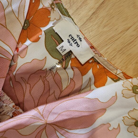 Entro Floral Mini Dress - Orange and Green - Picture 8 of 12